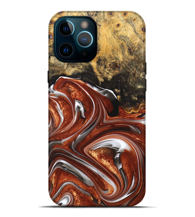 iPhone 12 Pro Max Wood+Resin Live Edge Phone Case - Jayden (Black & White, 676835)