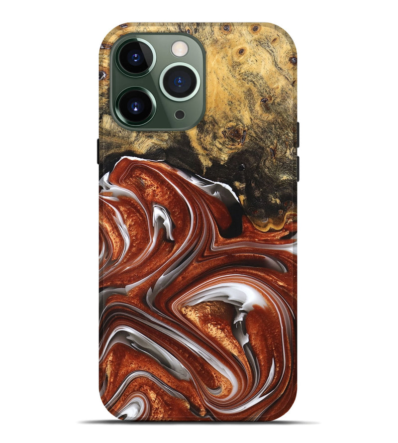 iPhone 13 Pro Max Wood+Resin Live Edge Phone Case - Jayden (Black & White, 676835)
