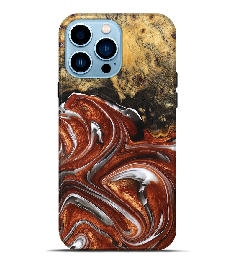 iPhone 14 Pro Max Wood+Resin Live Edge Phone Case - Jayden (Black & White, 676835)