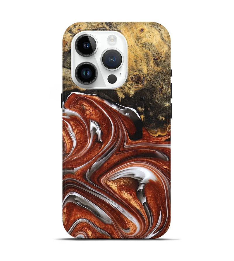 iPhone 15 Pro Wood+Resin Live Edge Phone Case - Jayden (Black & White, 676835)