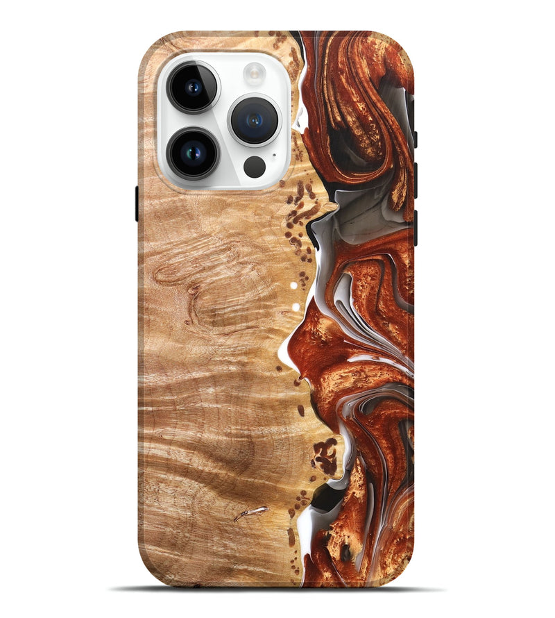 iPhone 15 Pro Max Wood+Resin Live Edge Phone Case - Valentina (Black & White, 676837)