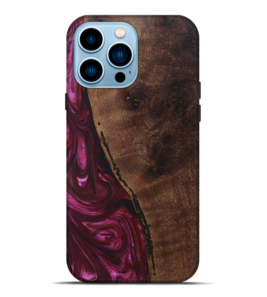 iPhone 14 Pro Max Wood+Resin Live Edge Phone Case - Maverick (Purple, 676842)