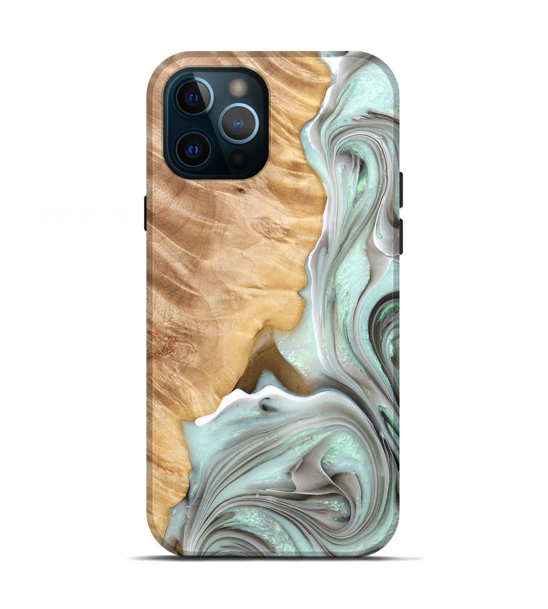 iPhone 12 Pro Wood+Resin Live Edge Phone Case - Samantha (Green, 676860)