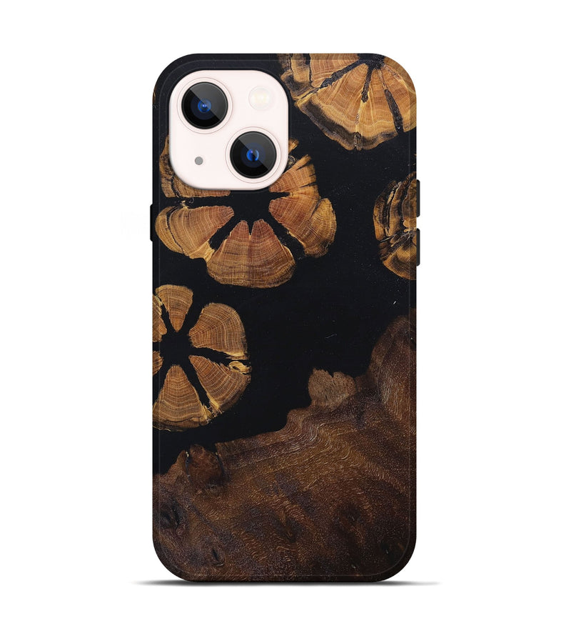 iPhone 14 Wood+Resin Live Edge Phone Case - Dominique (Pure Black, 676863)