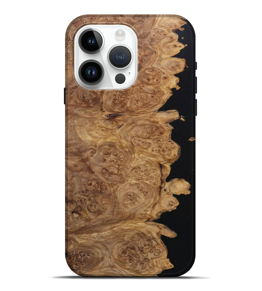 iPhone 15 Pro Max Wood+Resin Live Edge Phone Case - Owen (Pure Black, 676864)