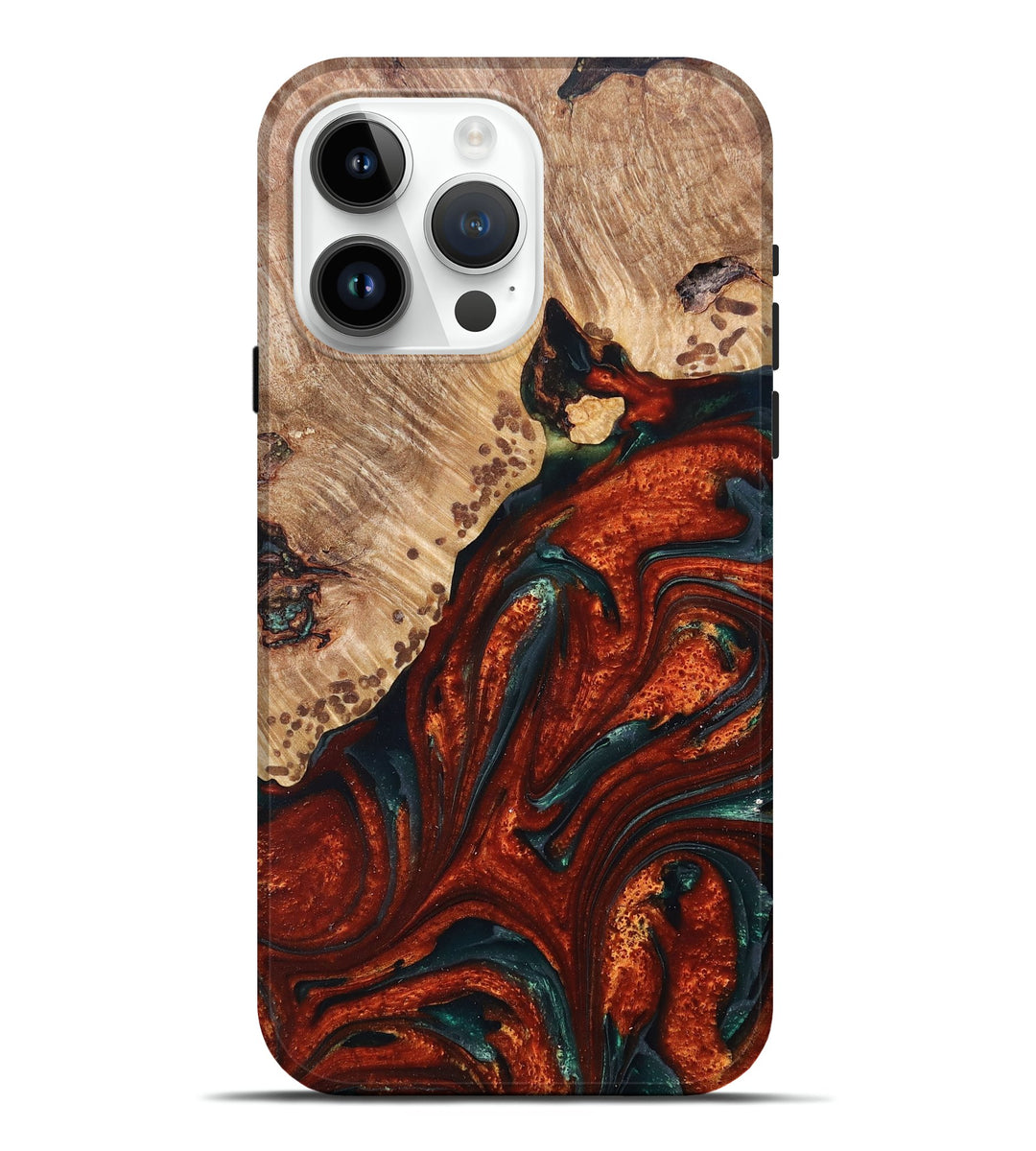 iPhone 15 Pro Max Wood+Resin Live Edge Phone Case - Patty (Red, 676870)