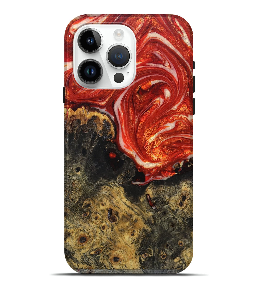 iPhone 15 Pro Max Wood+Resin Live Edge Phone Case - Eula (Red, 676871)