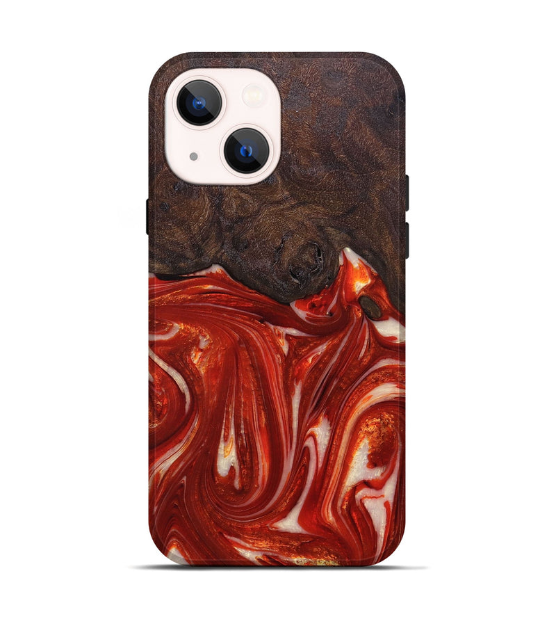 iPhone 14 Wood+Resin Live Edge Phone Case - Terrence (Red, 676872)