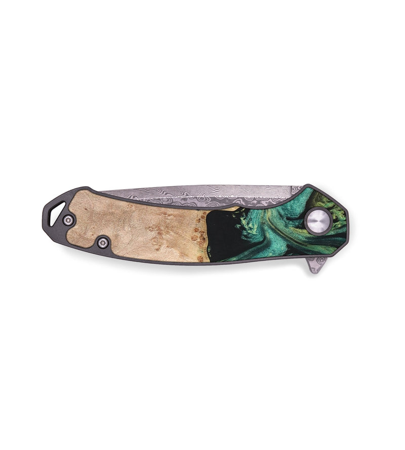 EDC Wood+Resin Pocket Knife - Yvonne (Green, 676936)