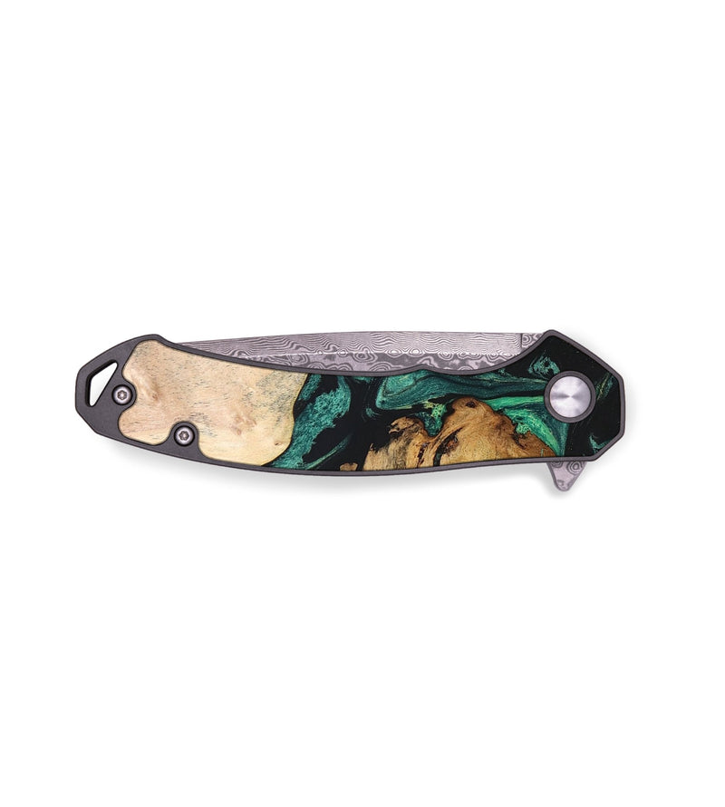 EDC Wood+Resin Pocket Knife - Darrell (Green, 676971)