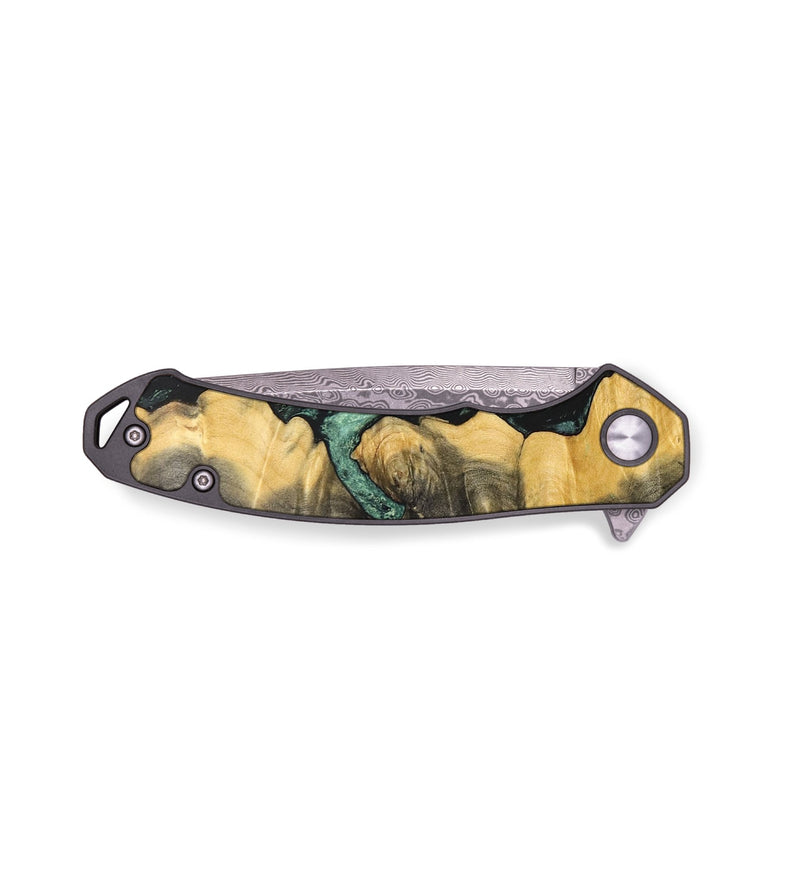 EDC Wood+Resin Pocket Knife - Penny (Green, 676979)