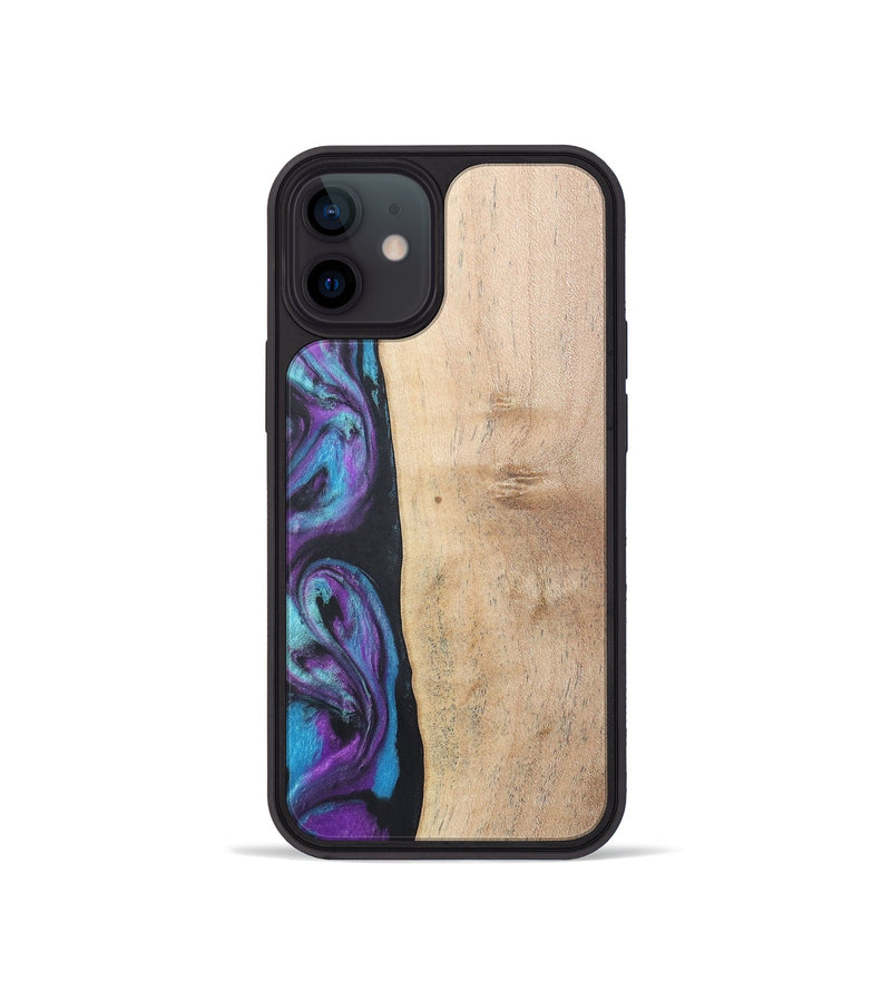 iPhone 12 mini Wood+Resin Phone Case - Caiden (Purple, 677157)