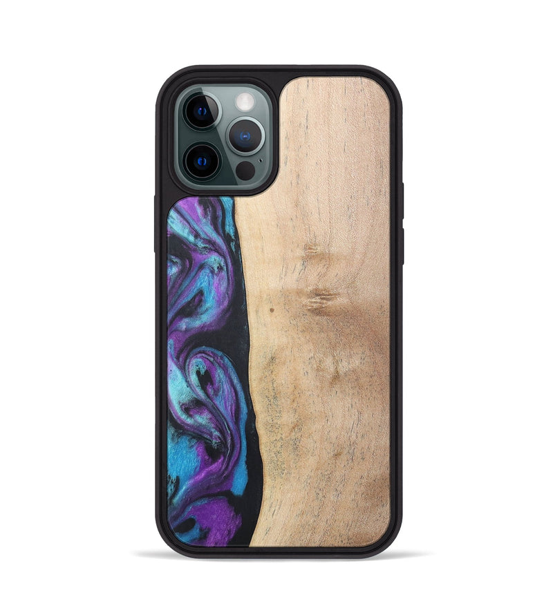iPhone 12 Pro Wood+Resin Phone Case - Caiden (Purple, 677157)