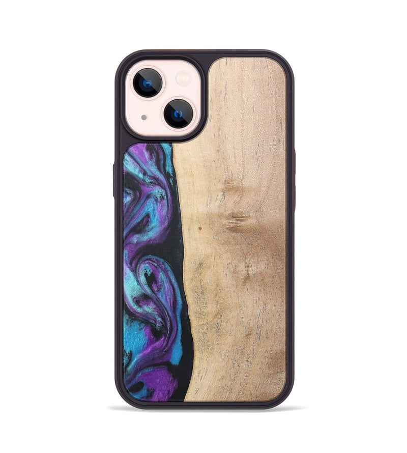 iPhone 14 Wood+Resin Phone Case - Caiden (Purple, 677157)