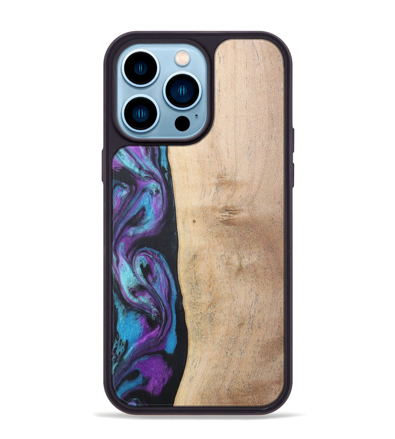 iPhone 14 Pro Max Wood+Resin Phone Case - Caiden (Purple, 677157)