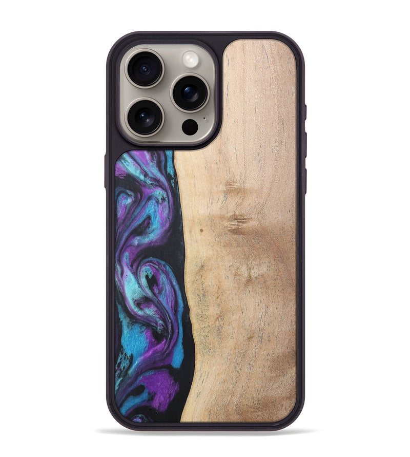 iPhone 15 Pro Max Wood+Resin Phone Case - Caiden (Purple, 677157)