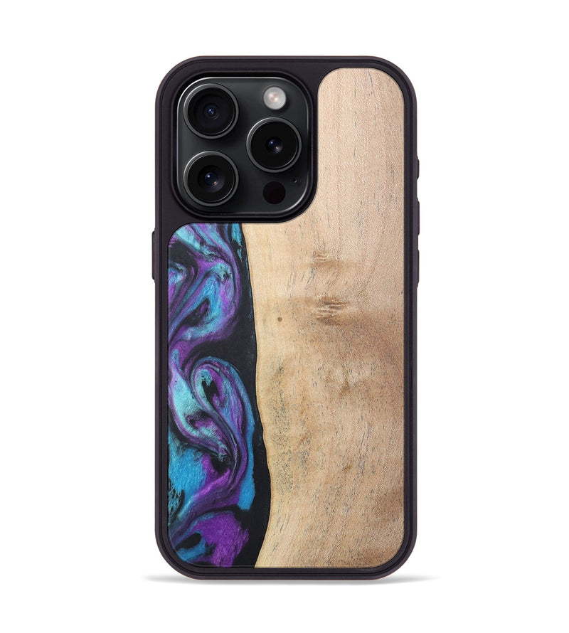 iPhone 15 Pro Wood+Resin Phone Case - Caiden (Purple, 677157)