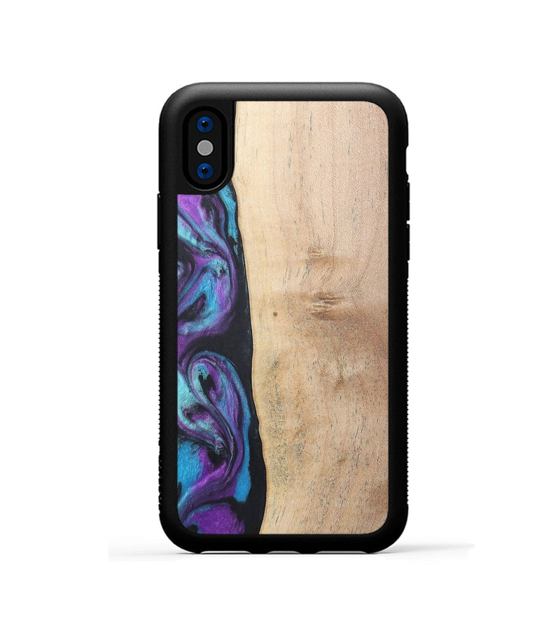 iPhone Xs Wood+Resin Phone Case - Caiden (Purple, 677157)