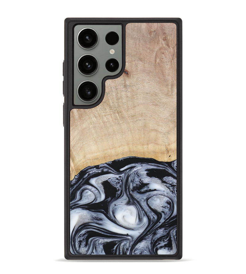 Galaxy S23 Ultra Wood+Resin Phone Case - Bryanna (Black & White, 677197)