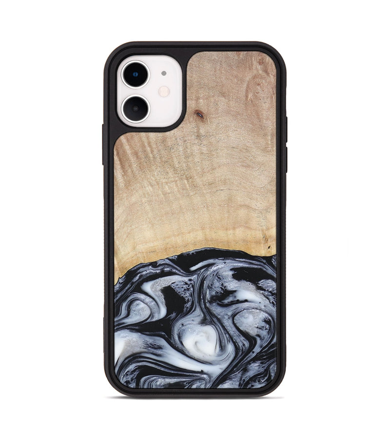iPhone 11 Wood+Resin Phone Case - Bryanna (Black & White, 677197)