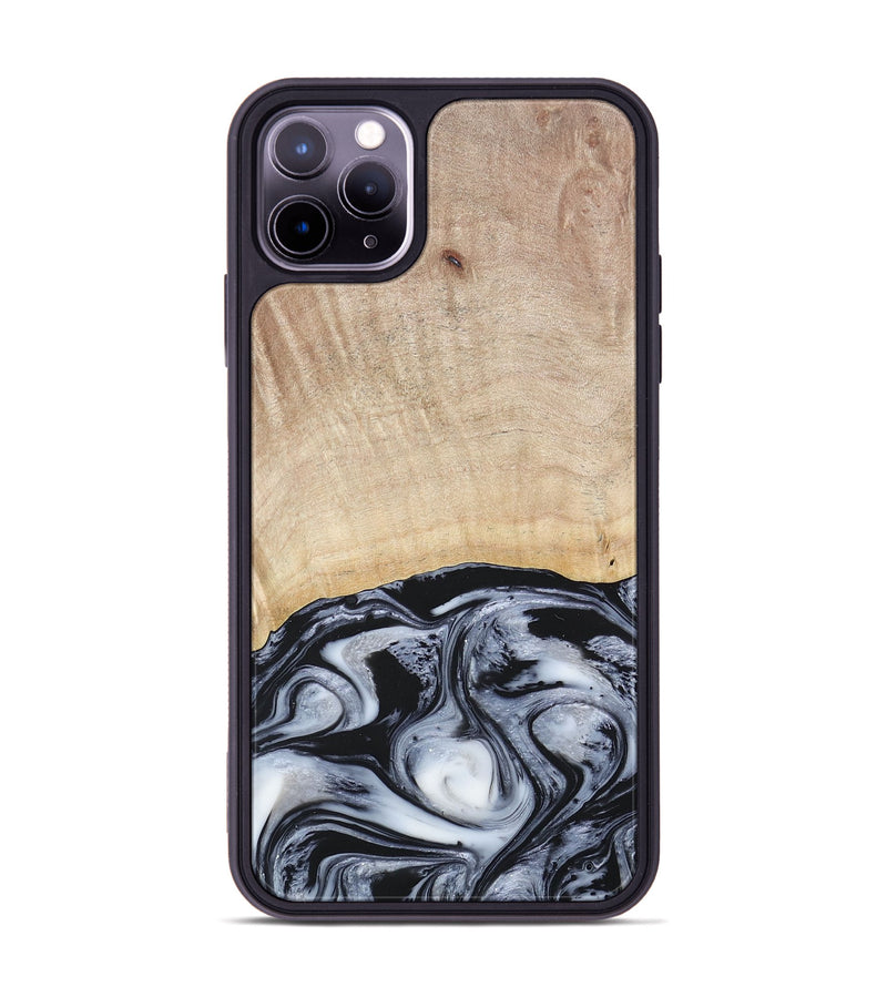 iPhone 11 Pro Max Wood+Resin Phone Case - Bryanna (Black & White, 677197)