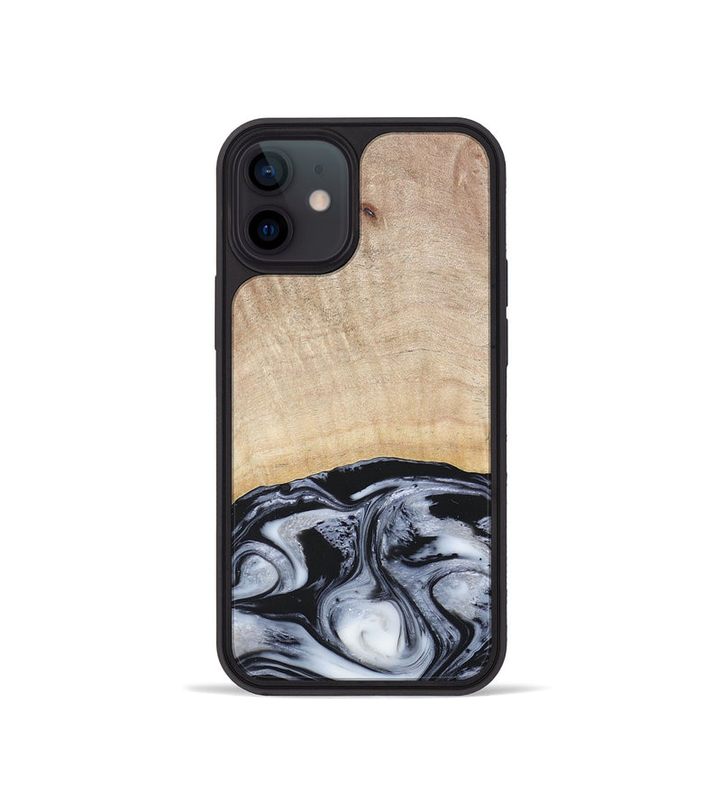 iPhone 12 mini Wood+Resin Phone Case - Bryanna (Black & White, 677197)