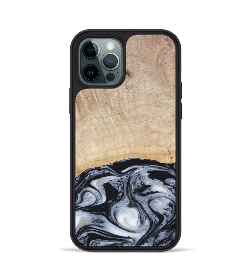 iPhone 12 Pro Wood+Resin Phone Case - Bryanna (Black & White, 677197)