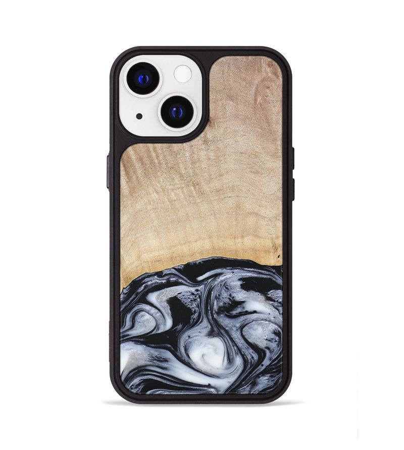 iPhone 13 Wood+Resin Phone Case - Bryanna (Black & White, 677197)