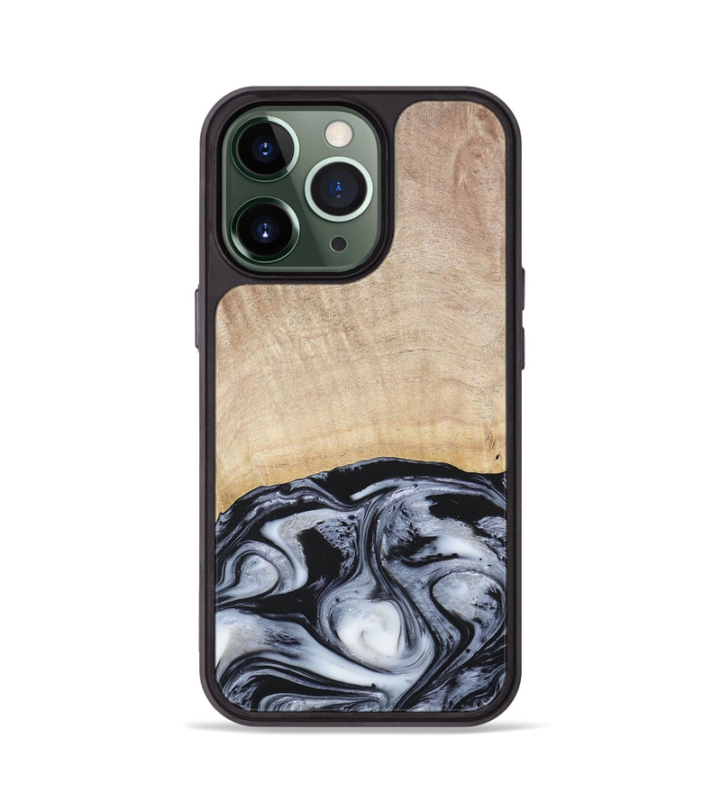 iPhone 13 Pro Wood+Resin Phone Case - Bryanna (Black & White, 677197)