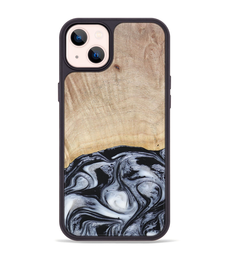 iPhone 14 Plus Wood+Resin Phone Case - Bryanna (Black & White, 677197)