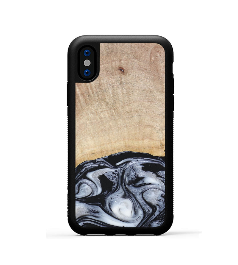 iPhone Xs Wood+Resin Phone Case - Bryanna (Black & White, 677197)