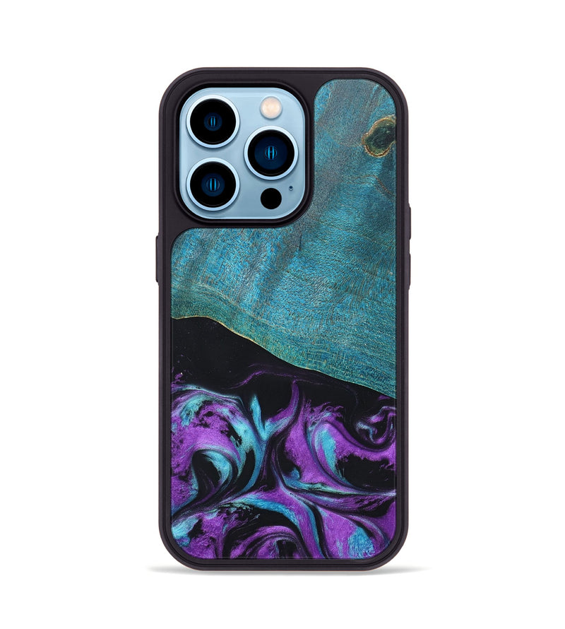 iPhone 14 Pro Wood+Resin Phone Case - Bette (Purple, 677227)