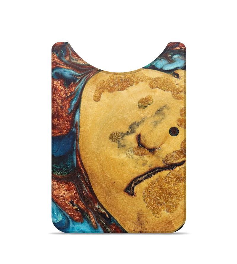 Live Edge Wood+Resin Wallet - Dayanara (Teal & Gold, 677481)
