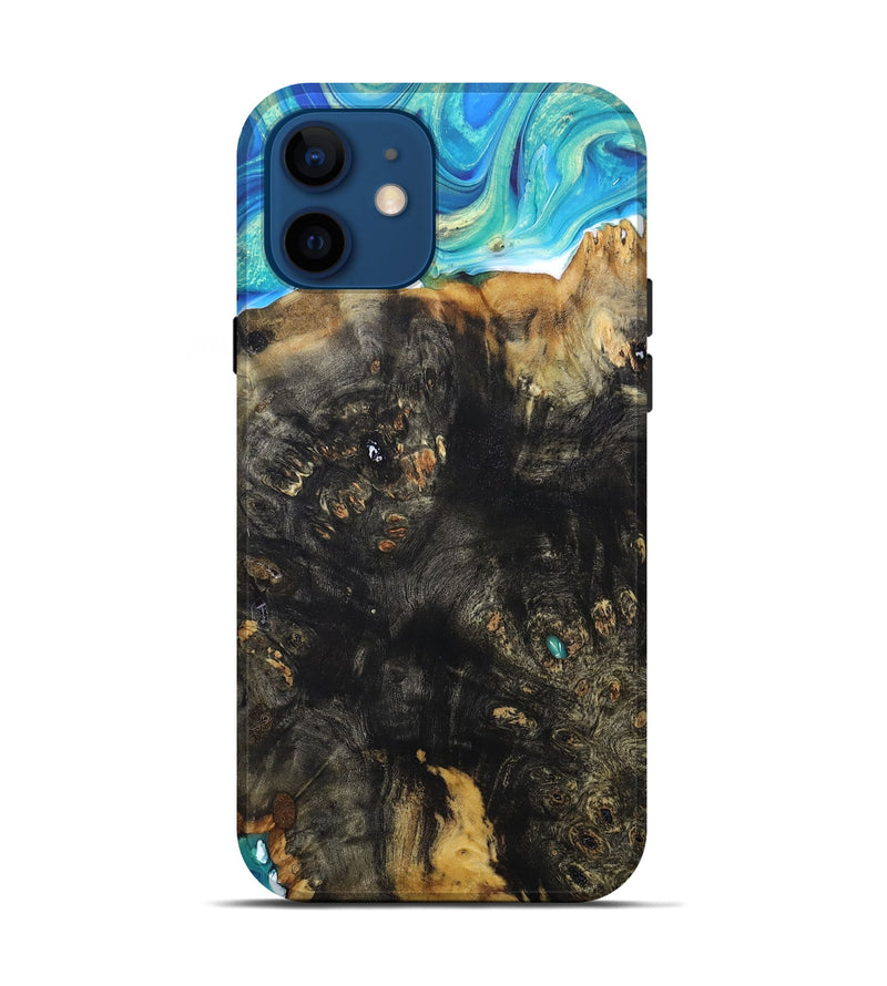 iPhone 12 Wood+Resin Live Edge Phone Case - Graham (Blue, 677507)
