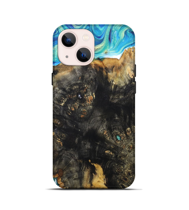 iPhone 13 mini Wood+Resin Live Edge Phone Case - Graham (Blue, 677507)