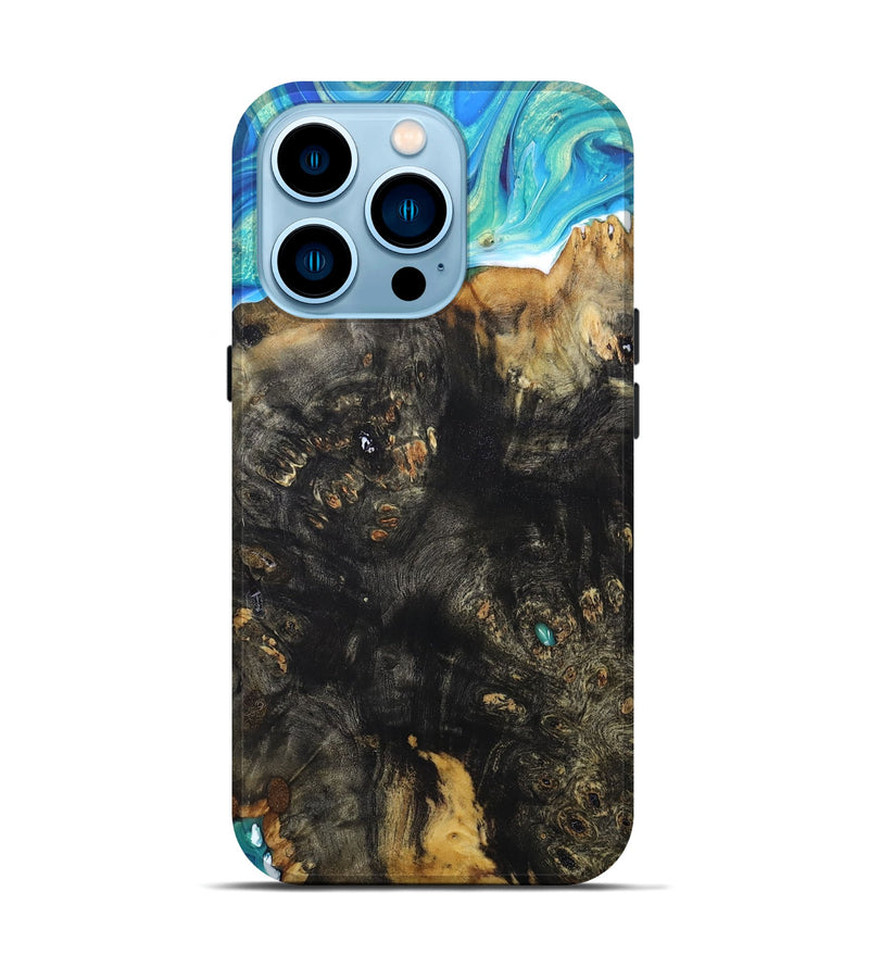 iPhone 14 Pro Wood+Resin Live Edge Phone Case - Graham (Blue, 677507)
