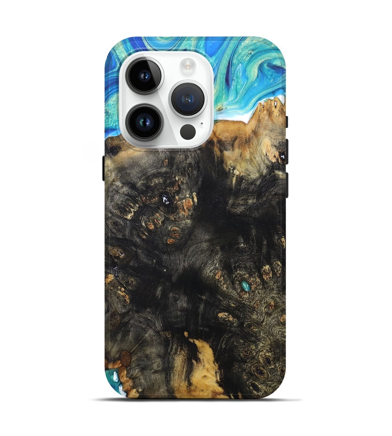 iPhone 15 Pro Wood+Resin Live Edge Phone Case - Graham (Blue, 677507)
