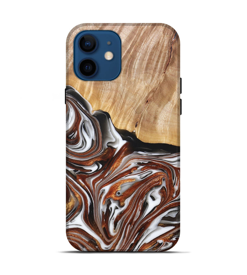 iPhone 12 Wood+Resin Live Edge Phone Case - Clark (Black & White, 677528)