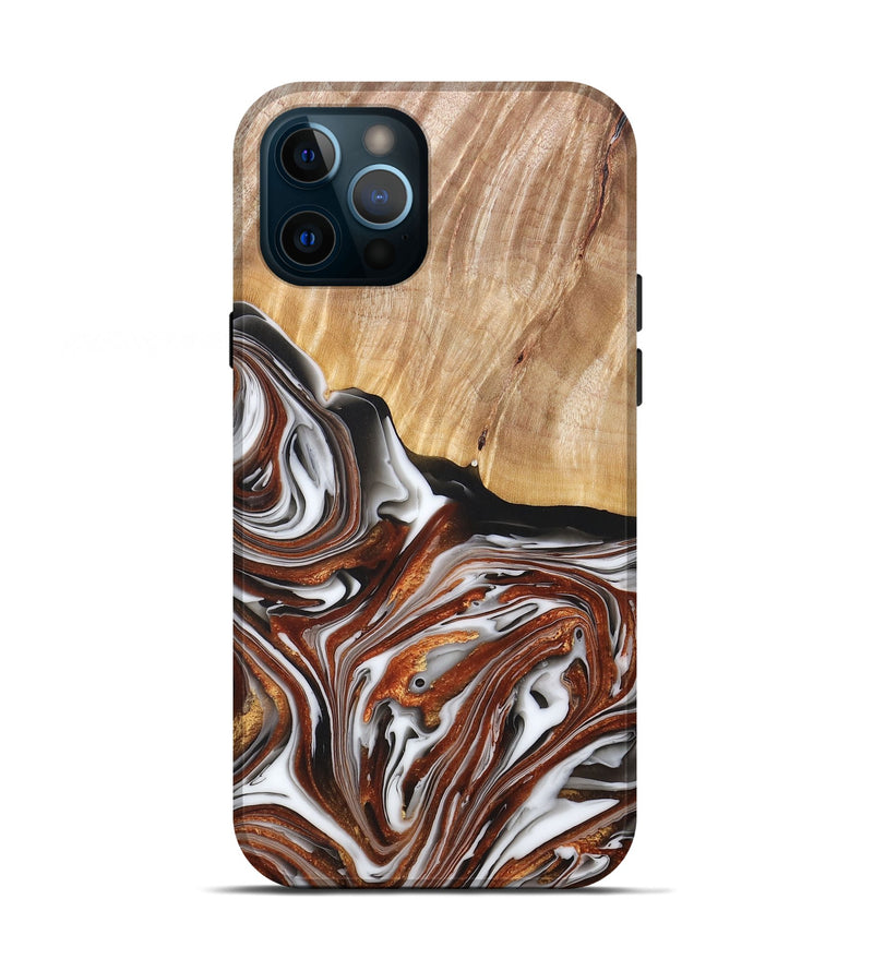 iPhone 12 Pro Wood+Resin Live Edge Phone Case - Clark (Black & White, 677528)