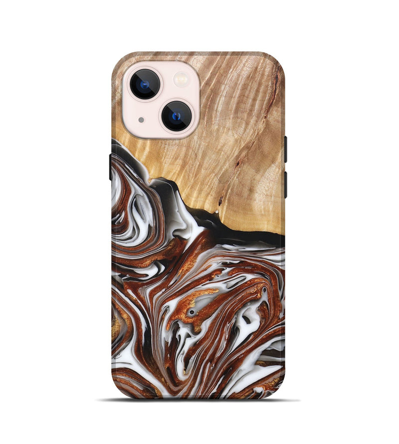iPhone 13 mini Wood+Resin Live Edge Phone Case - Clark (Black & White, 677528)