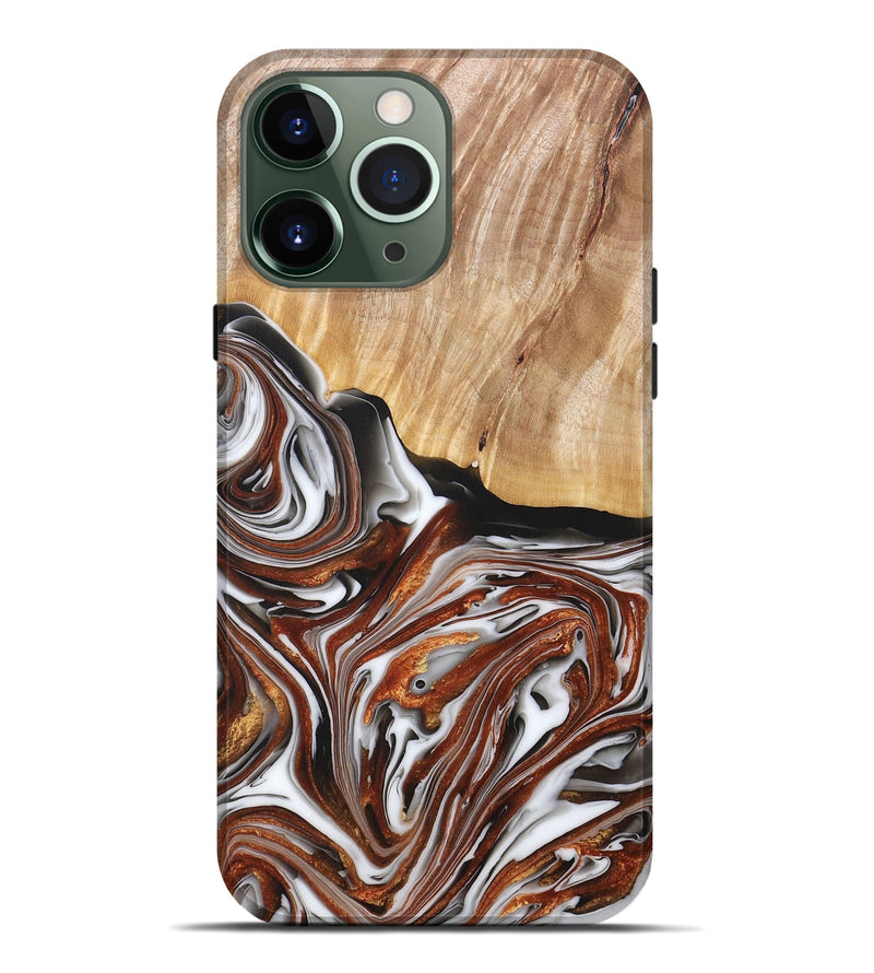 iPhone 13 Pro Max Wood+Resin Live Edge Phone Case - Clark (Black & White, 677528)