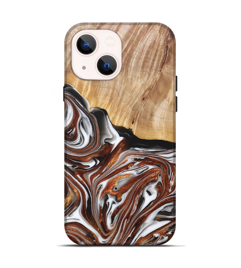 iPhone 14 Wood+Resin Live Edge Phone Case - Clark (Black & White, 677528)