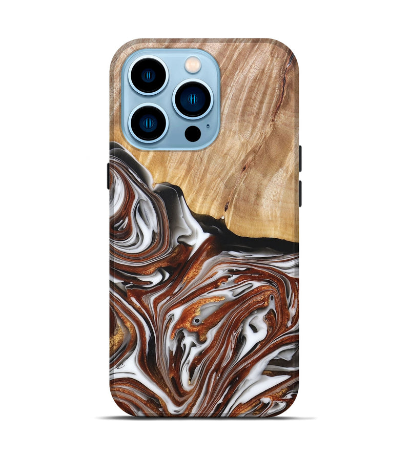 iPhone 14 Pro Wood+Resin Live Edge Phone Case - Clark (Black & White, 677528)