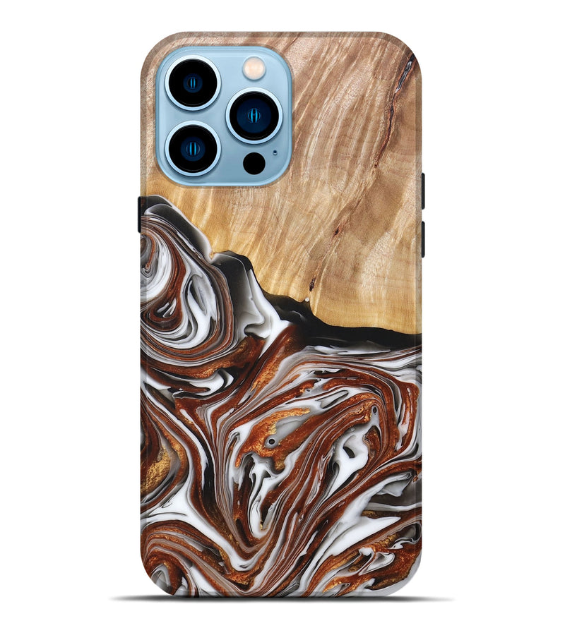 iPhone 14 Pro Max Wood+Resin Live Edge Phone Case - Clark (Black & White, 677528)