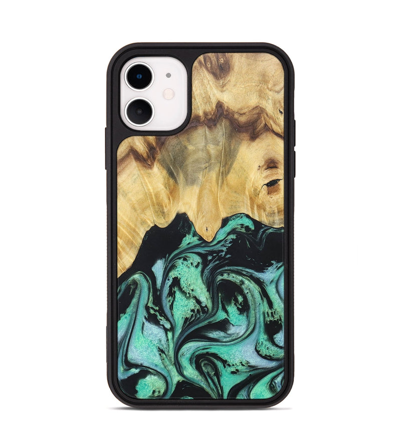 iPhone 11 Wood+Resin Phone Case - Cassandra (Green, 677642)
