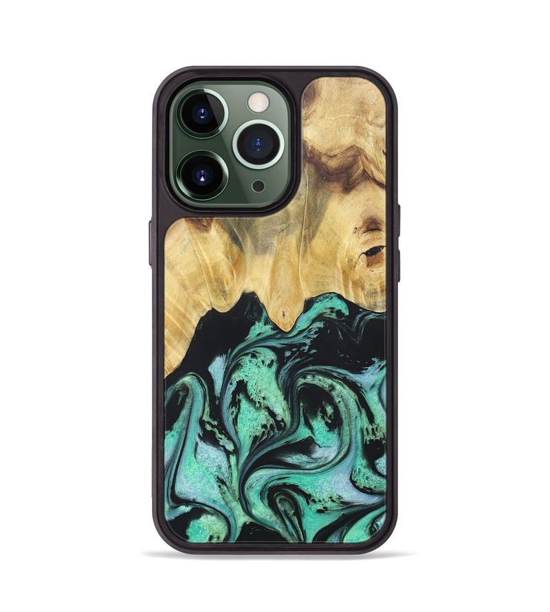 iPhone 13 Pro Wood+Resin Phone Case - Cassandra (Green, 677642)