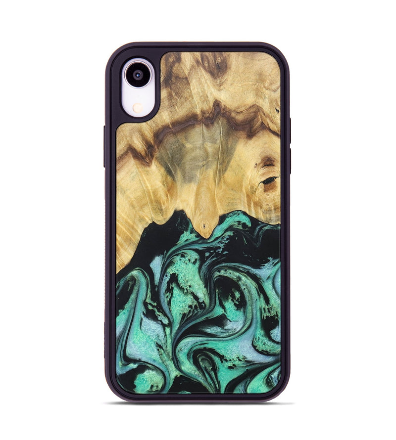 iPhone Xr Wood+Resin Phone Case - Cassandra (Green, 677642)