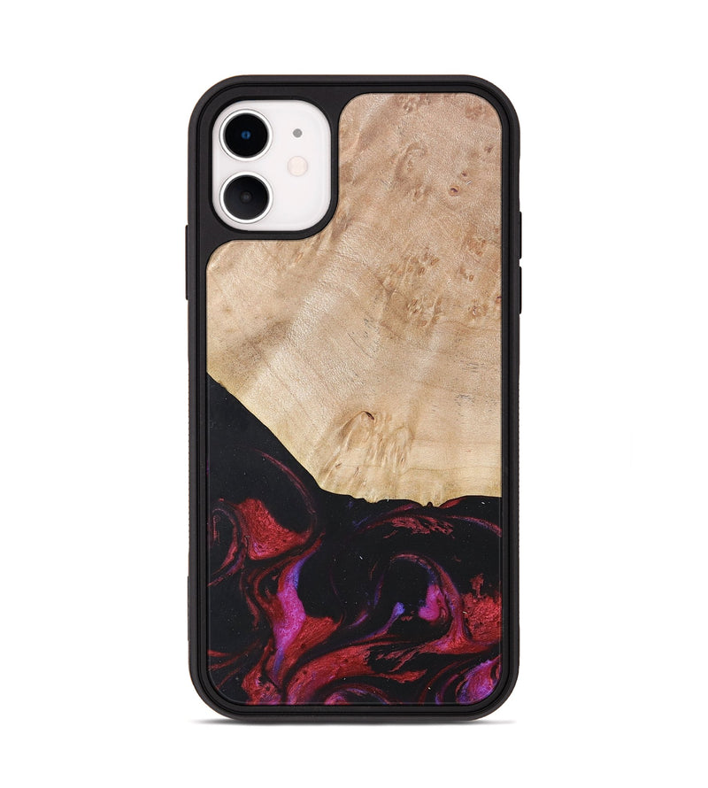 iPhone 11 Wood+Resin Phone Case - Robert (Red, 677727)