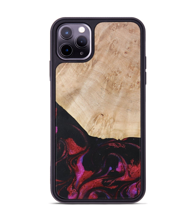iPhone 11 Pro Max Wood+Resin Phone Case - Robert (Red, 677727)