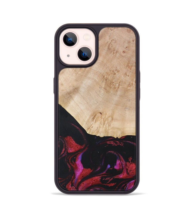 iPhone 14 Wood+Resin Phone Case - Robert (Red, 677727)